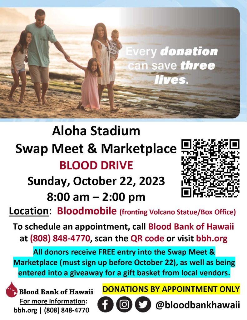 Bloodbank of Hawaii Blood Drive Flyer 10/22