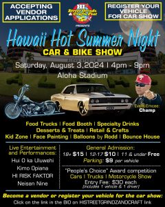 Hawaii Hot Summer Night car & bike show flyer