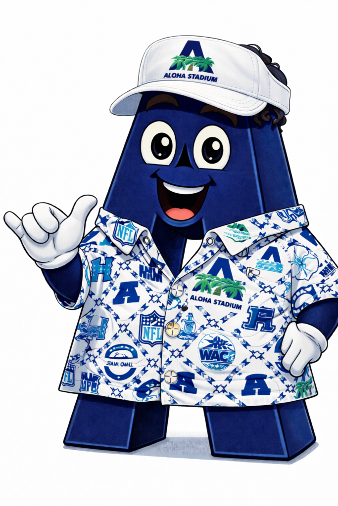 Ai image in an aloha shirt and cap- Al Oha from Halawa 